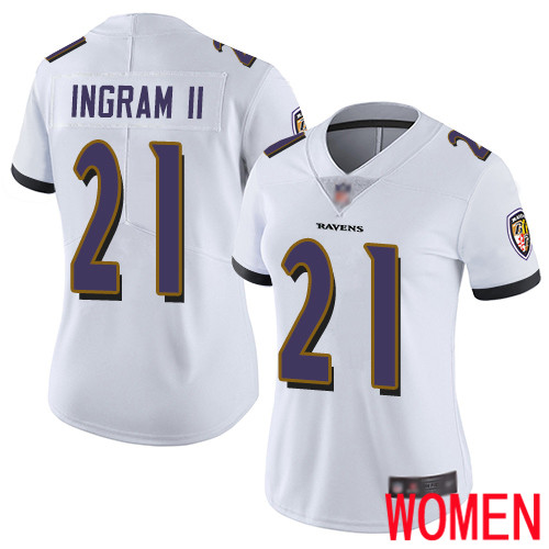 Baltimore Ravens Limited White Women Mark Ingram II Road Jersey NFL Football #21 Vapor Untouchable->women nfl jersey->Women Jersey